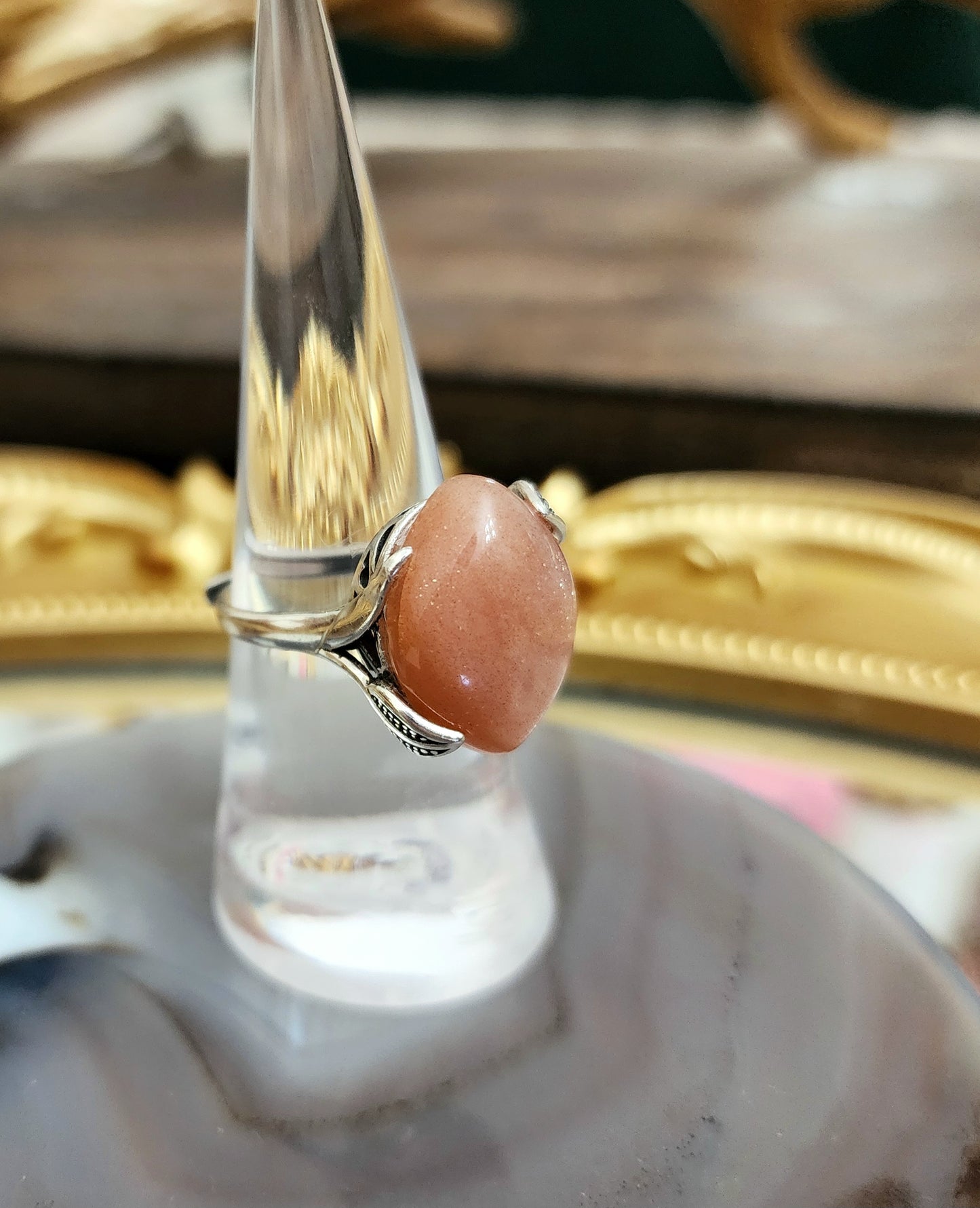 Peach Moonstone Ring