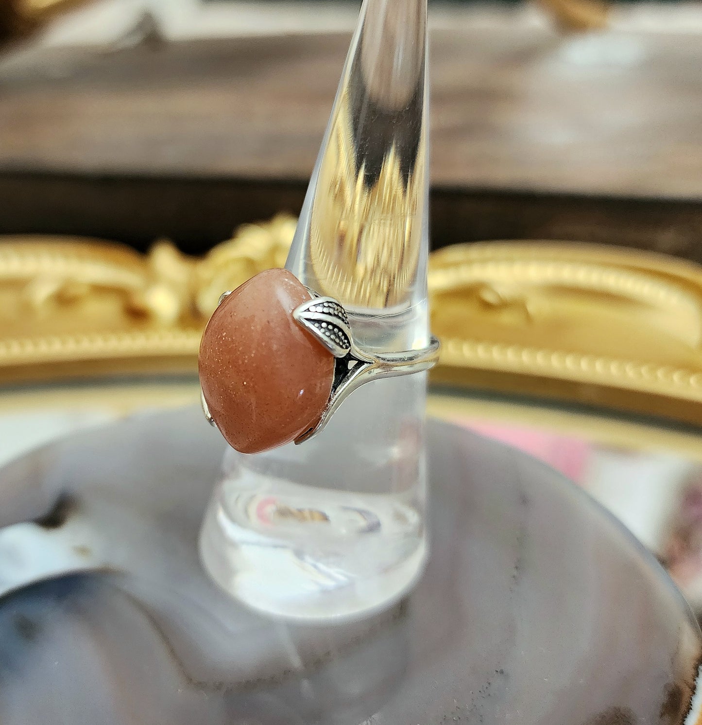 Peach Moonstone Ring