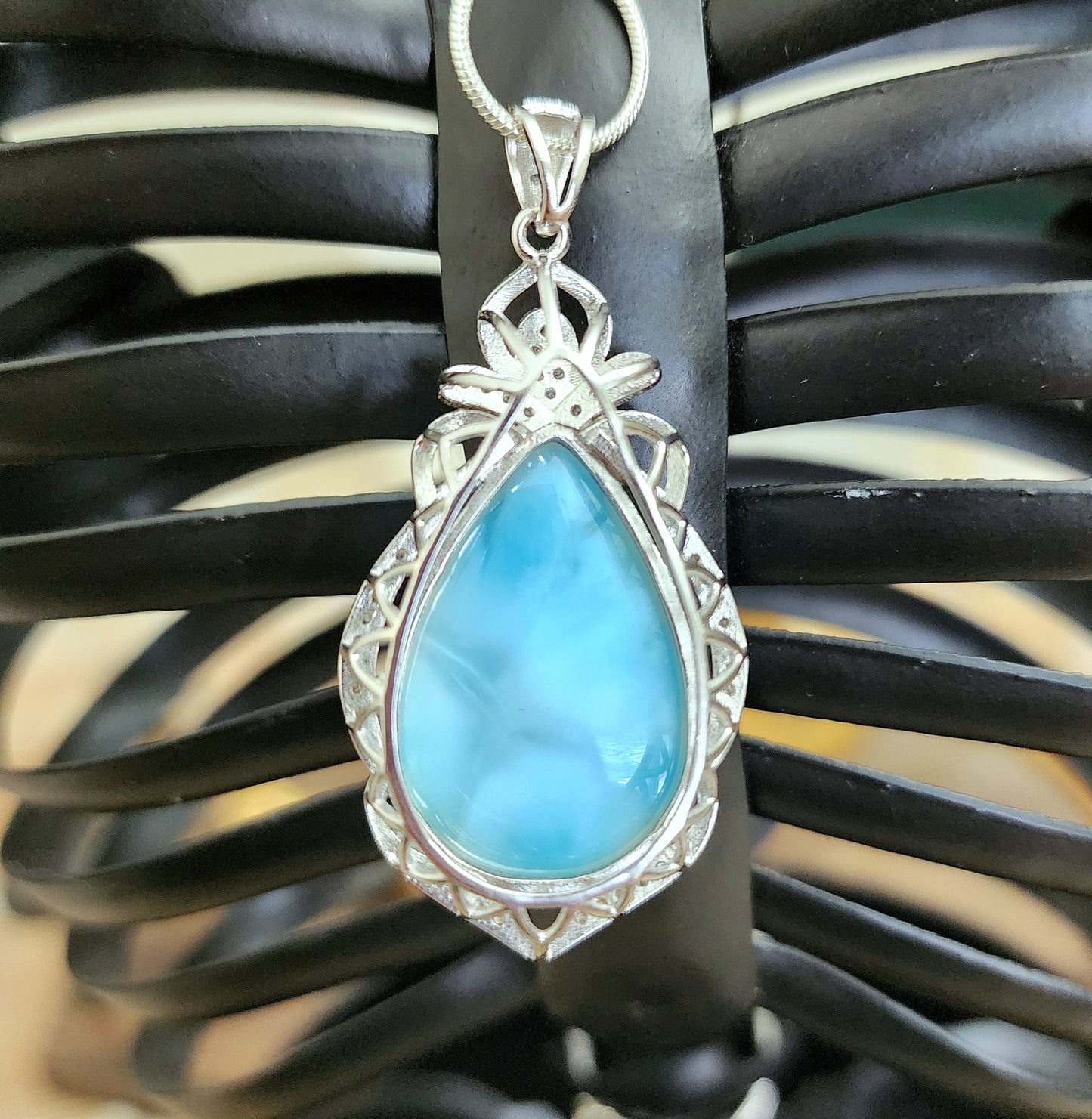 Large Larimar Teardrop Pendant