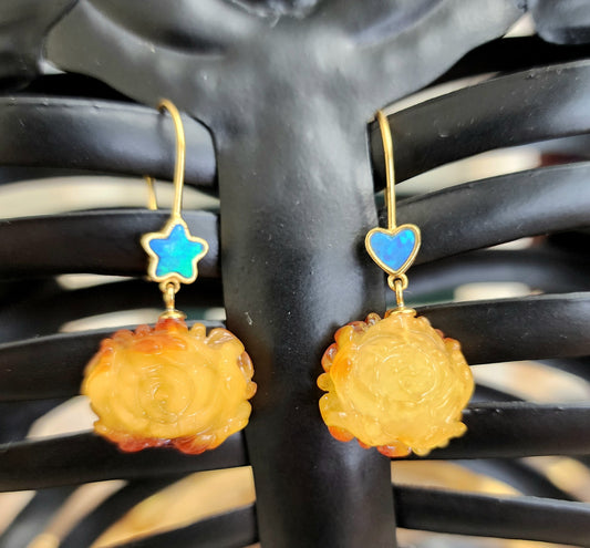 Flower Amber Earrings