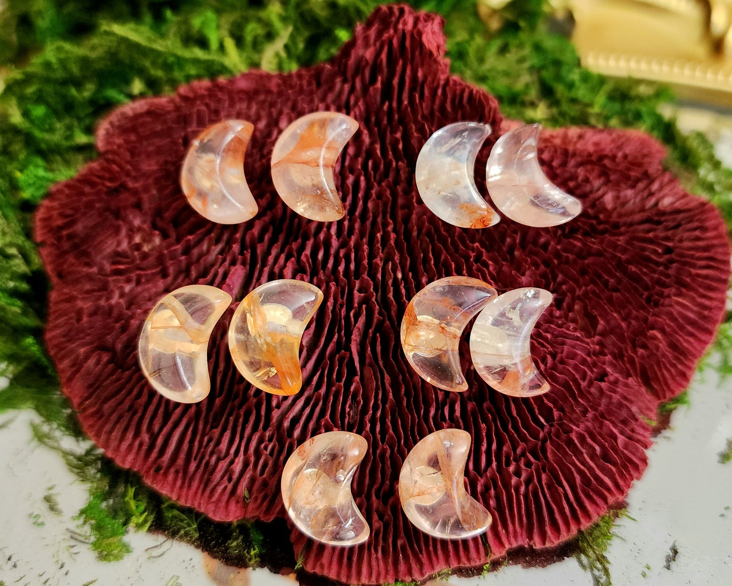 Fire Quartz Moon Earrings