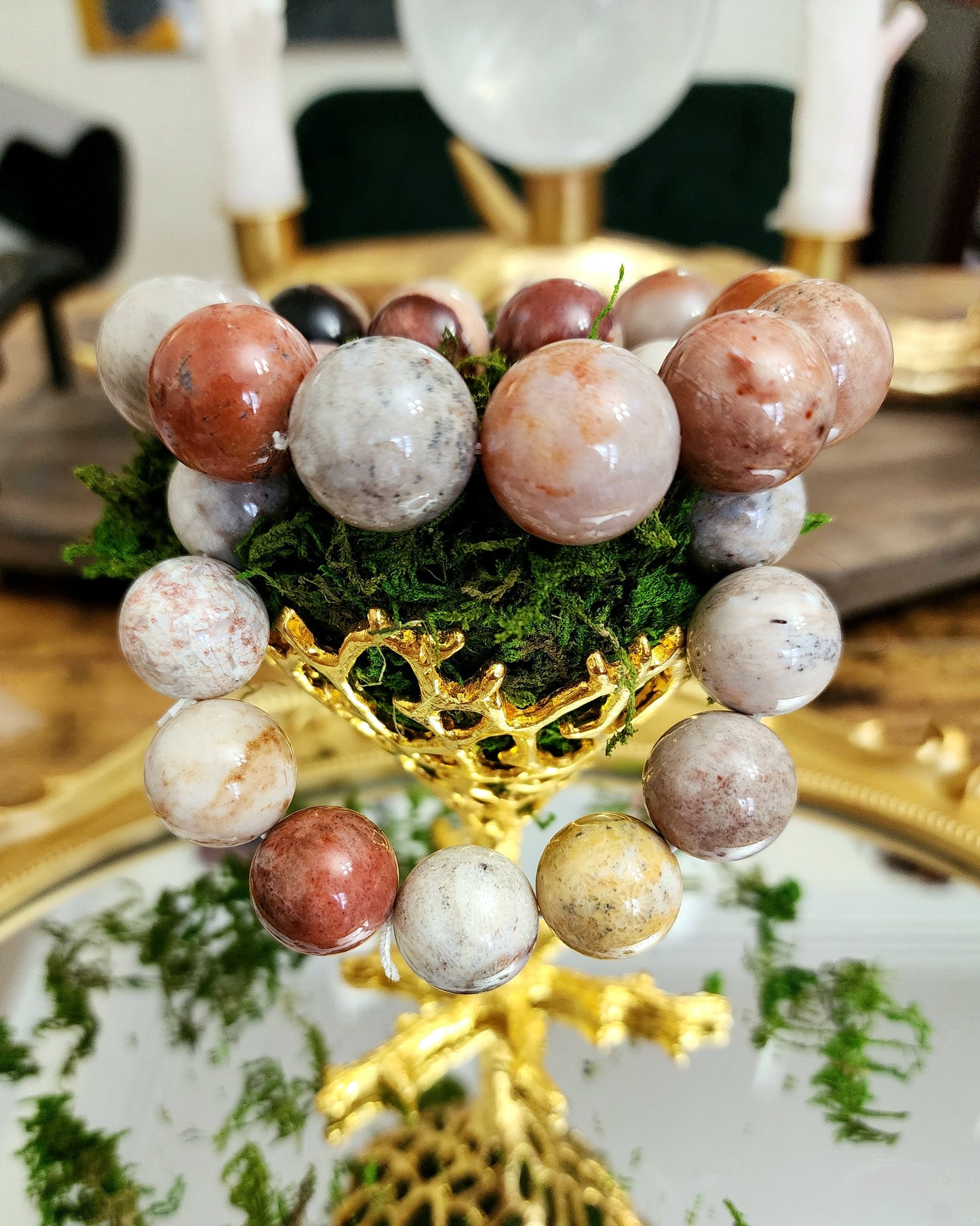 Coral Jade Stretch Bracelet