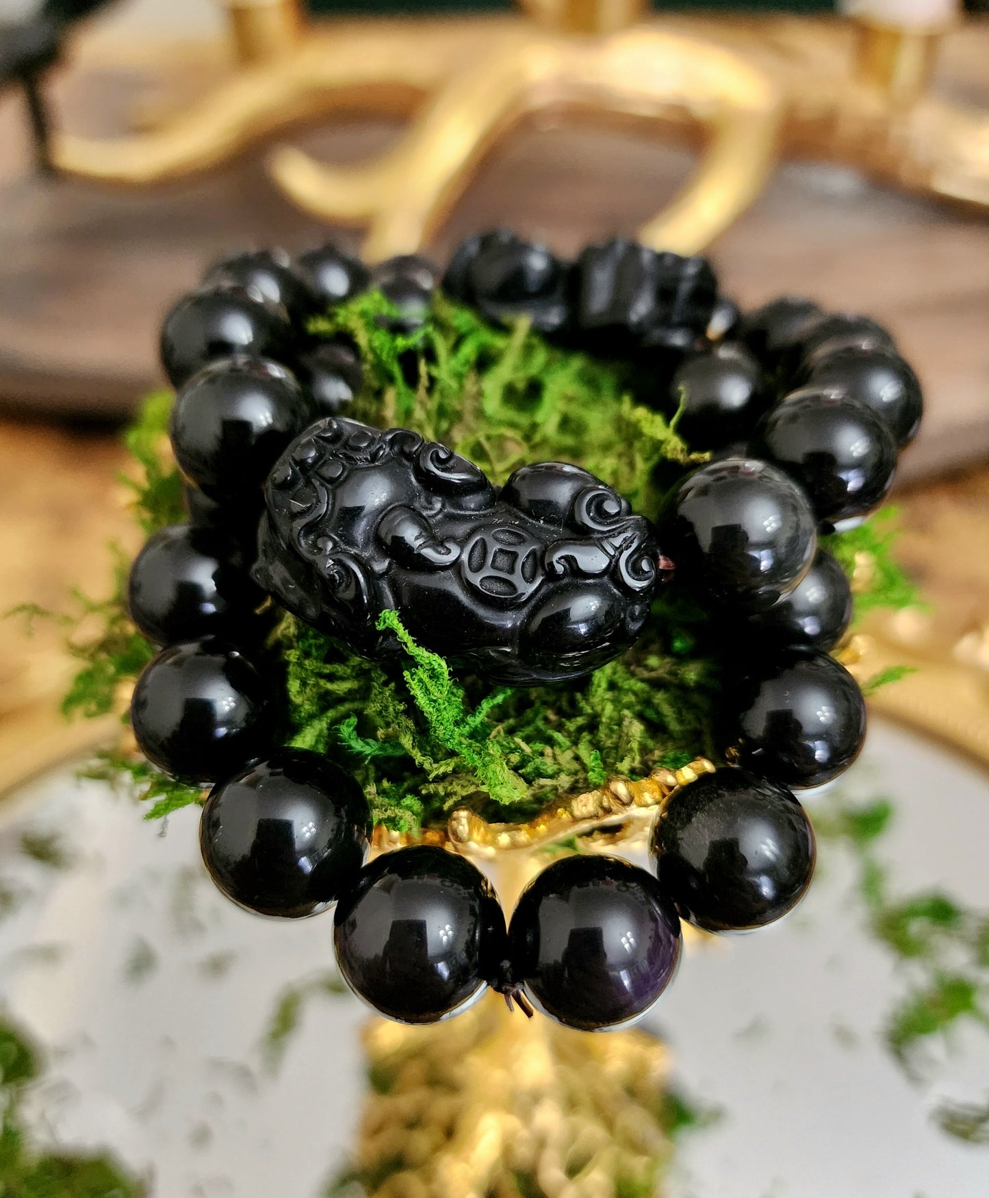 Rainbow Obsidian and Pixiu Stretch Bracelet