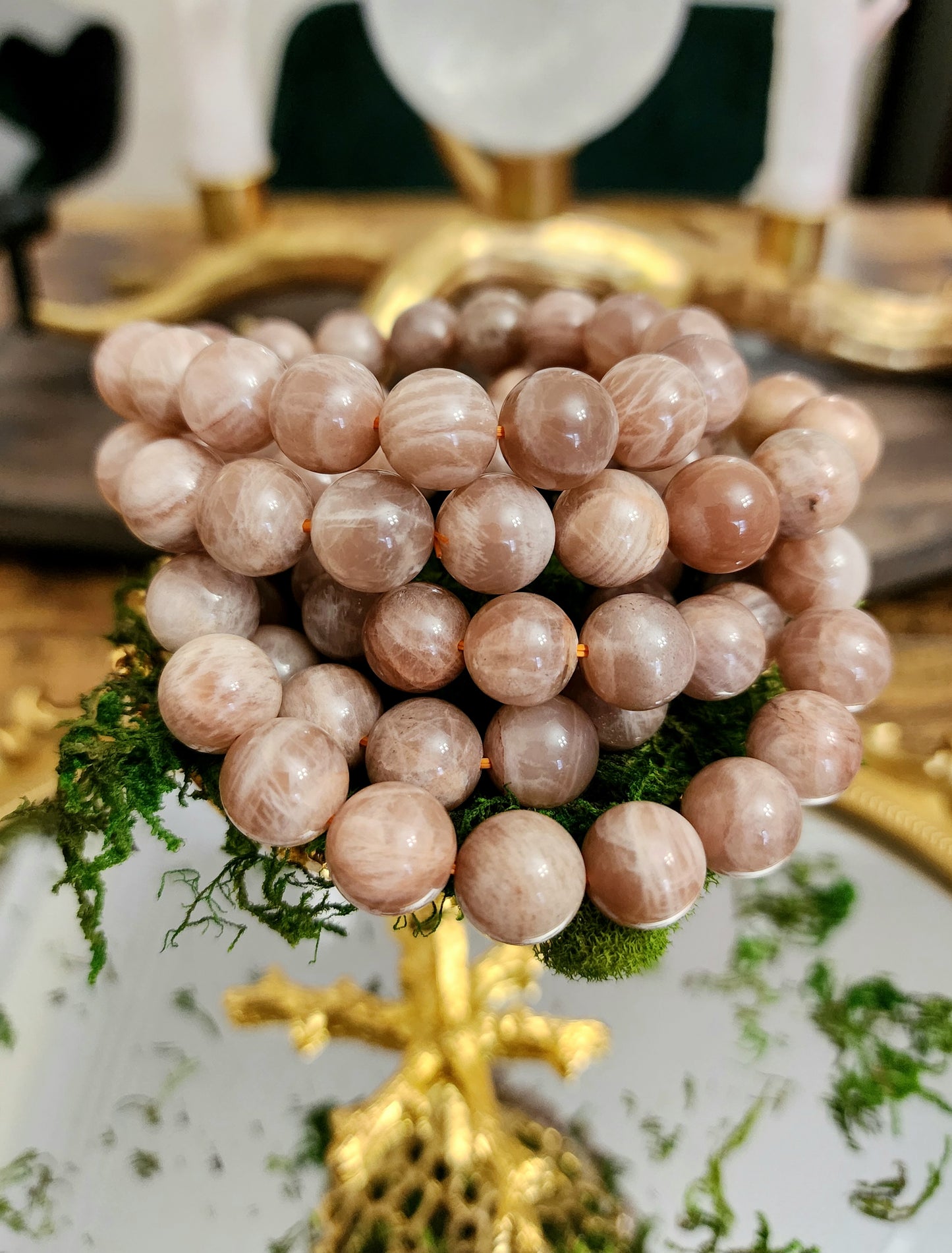 Peach Moonstone Stretch Bracelet