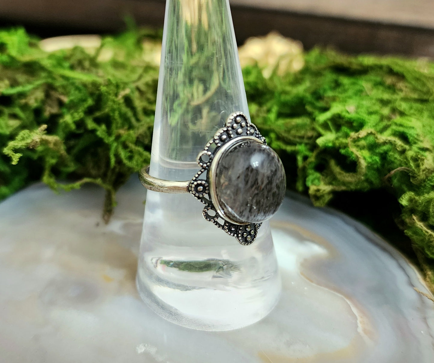 Black Moonstone Ring