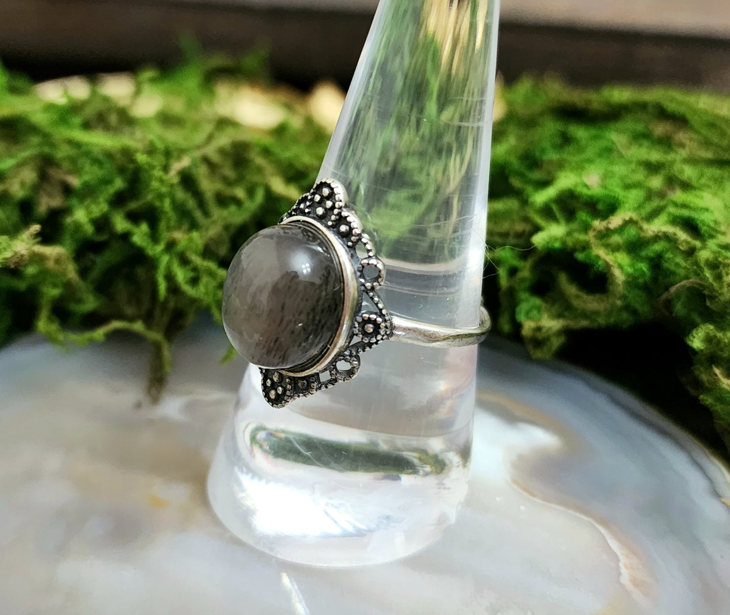 Black Moonstone Ring