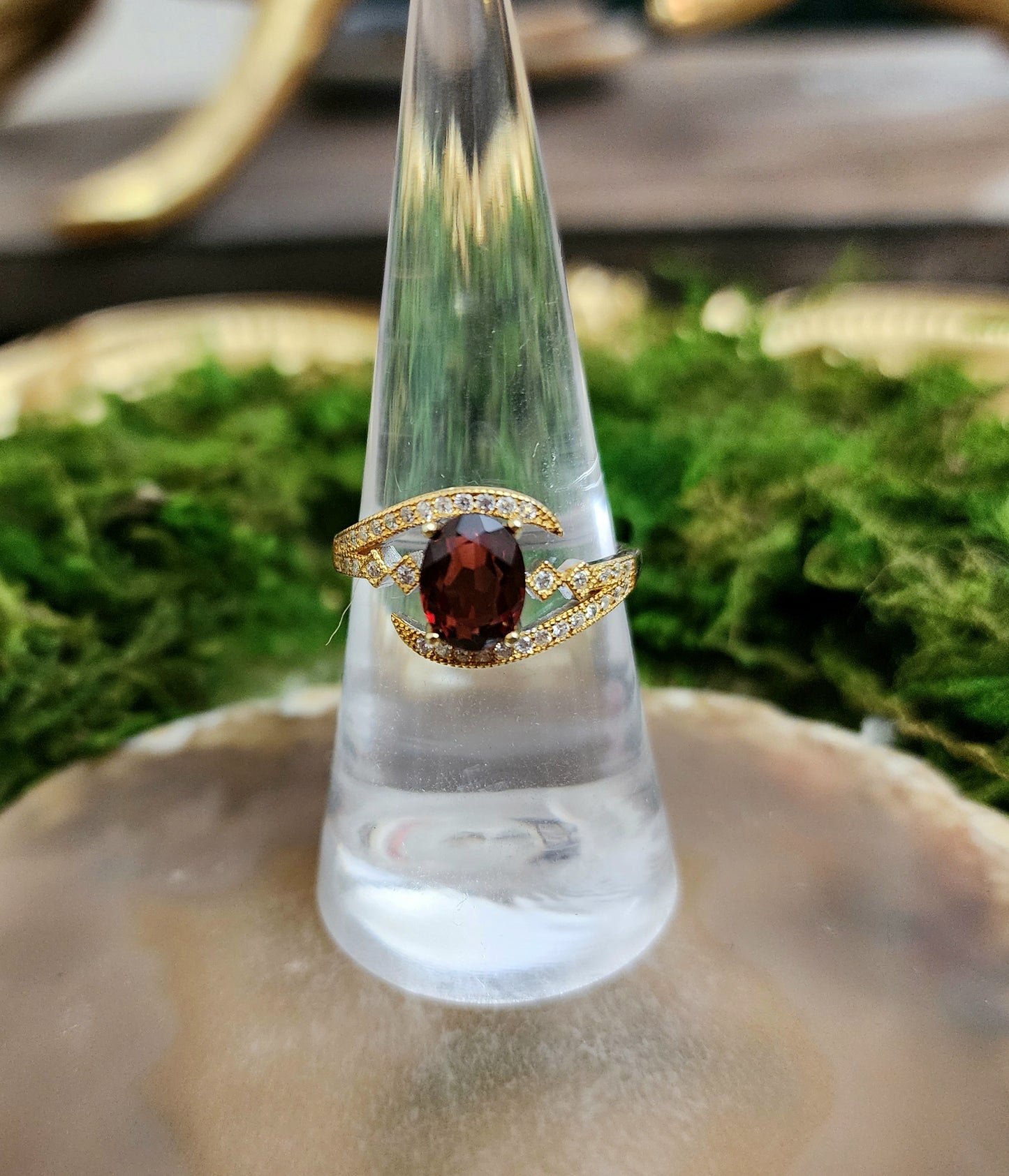 Faceted Garnet Ring