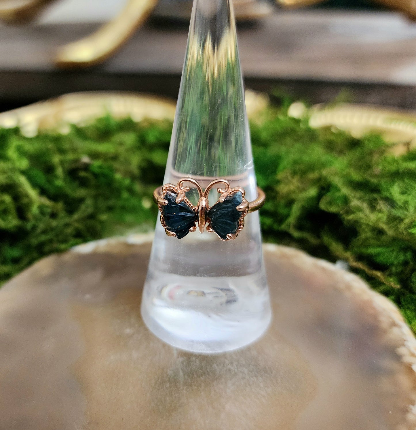 Blue Tourmaline Butterfly Ring