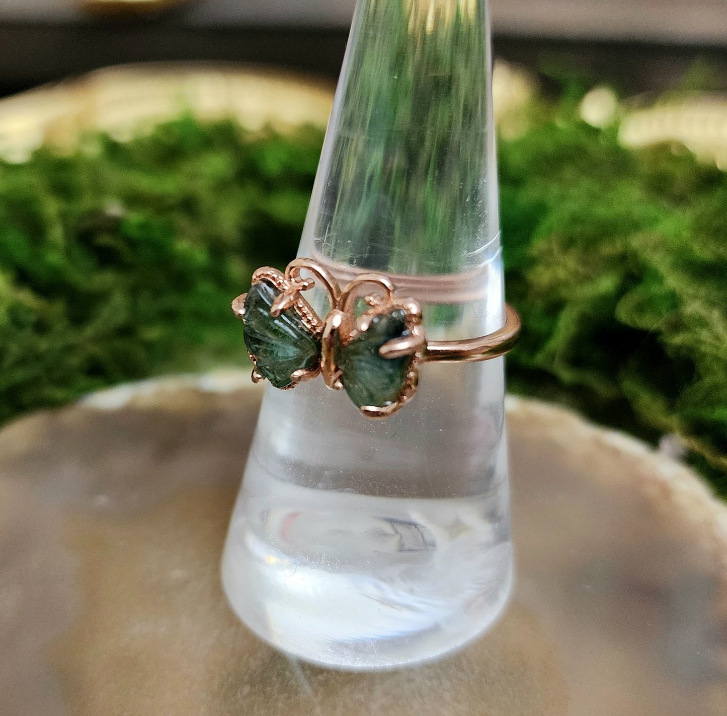 Green and Blue Tourmaline Butterfly Ring