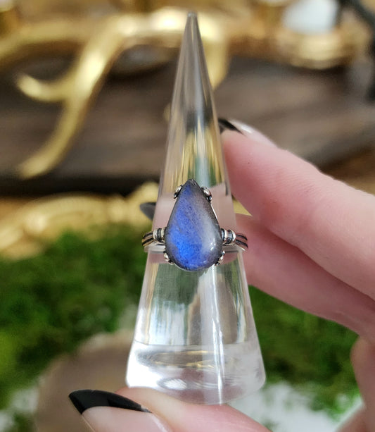 Labradorite Teardrop Ring