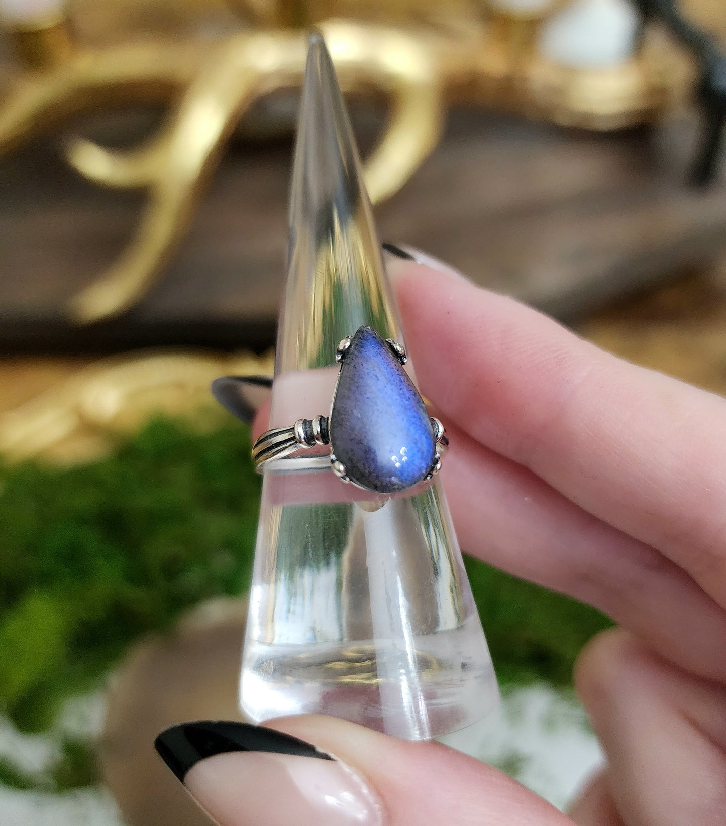 Labradorite Teardrop Ring