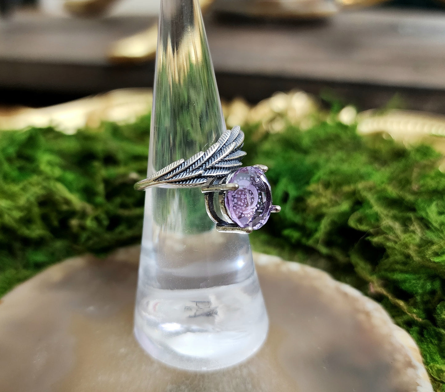 One Winged Celestial Amethyst Ring