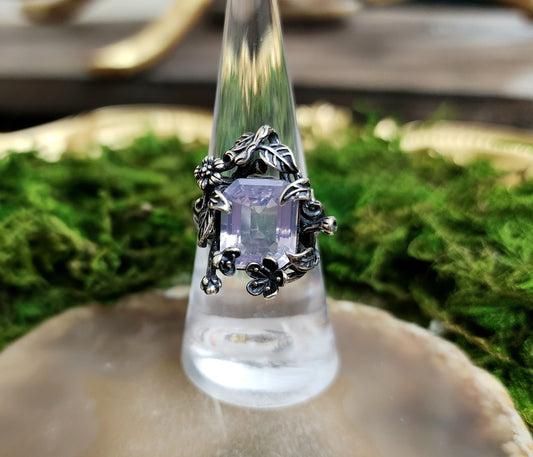 "Secret Garden" Faceted Lavender Moon Quartz Ring