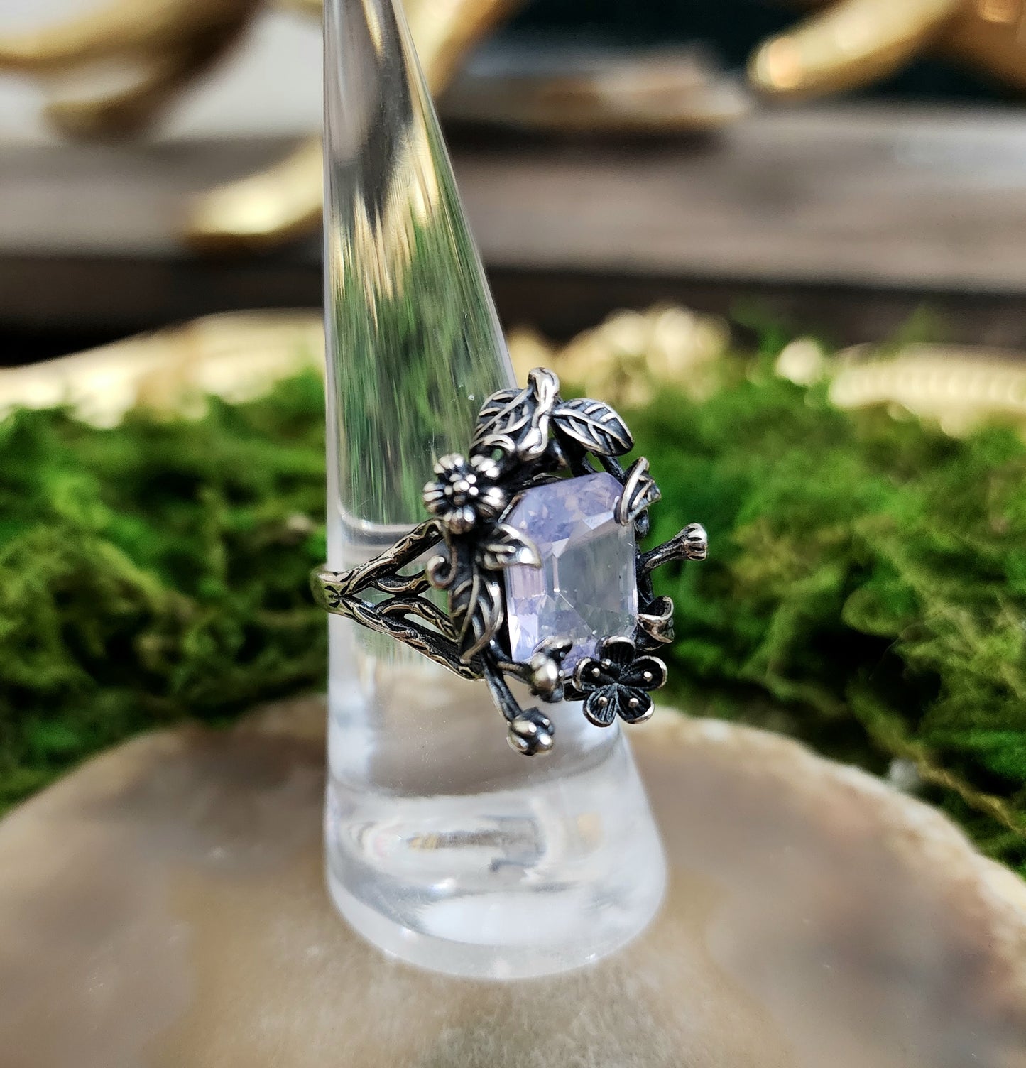 "Secret Garden" Faceted Lavender Moon Quartz Ring