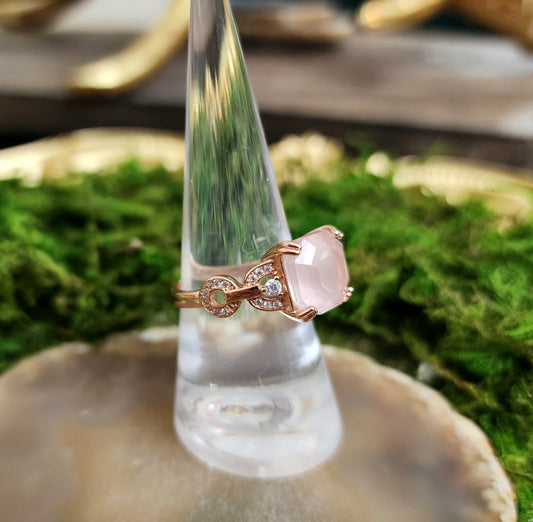 Faceted Rose Quartz Ring