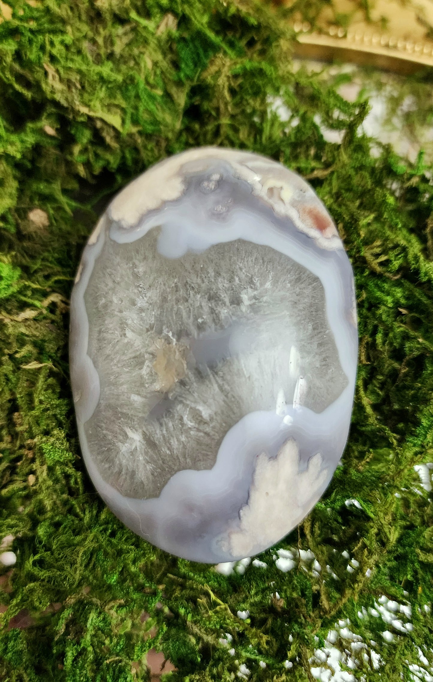 Prasiolite Flower Agate Palm Stone A