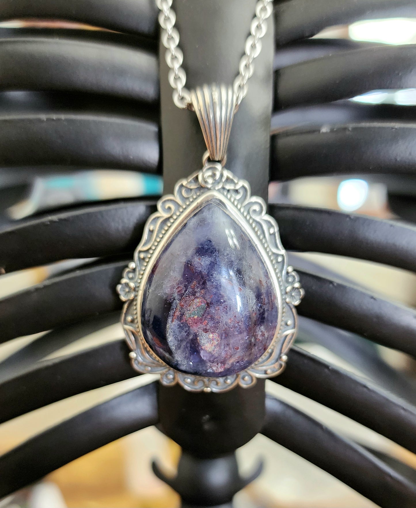 Iolite and Sunstone Pendant