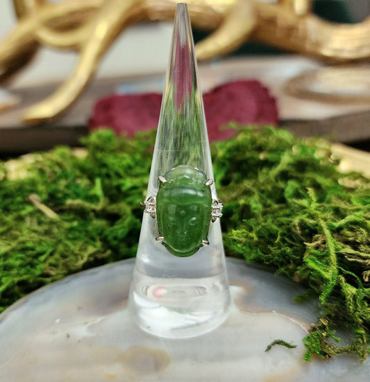 Green Jade Guanyin Ring