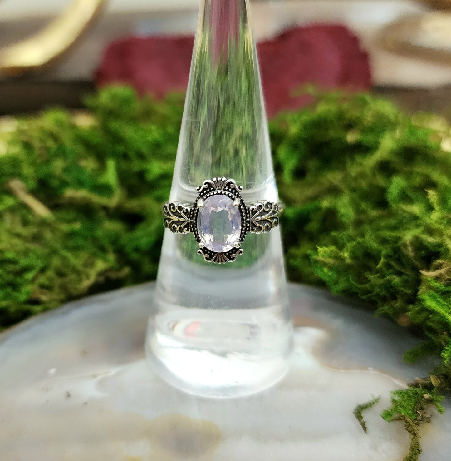 Faceted Lavender Moon Quartz Ring A