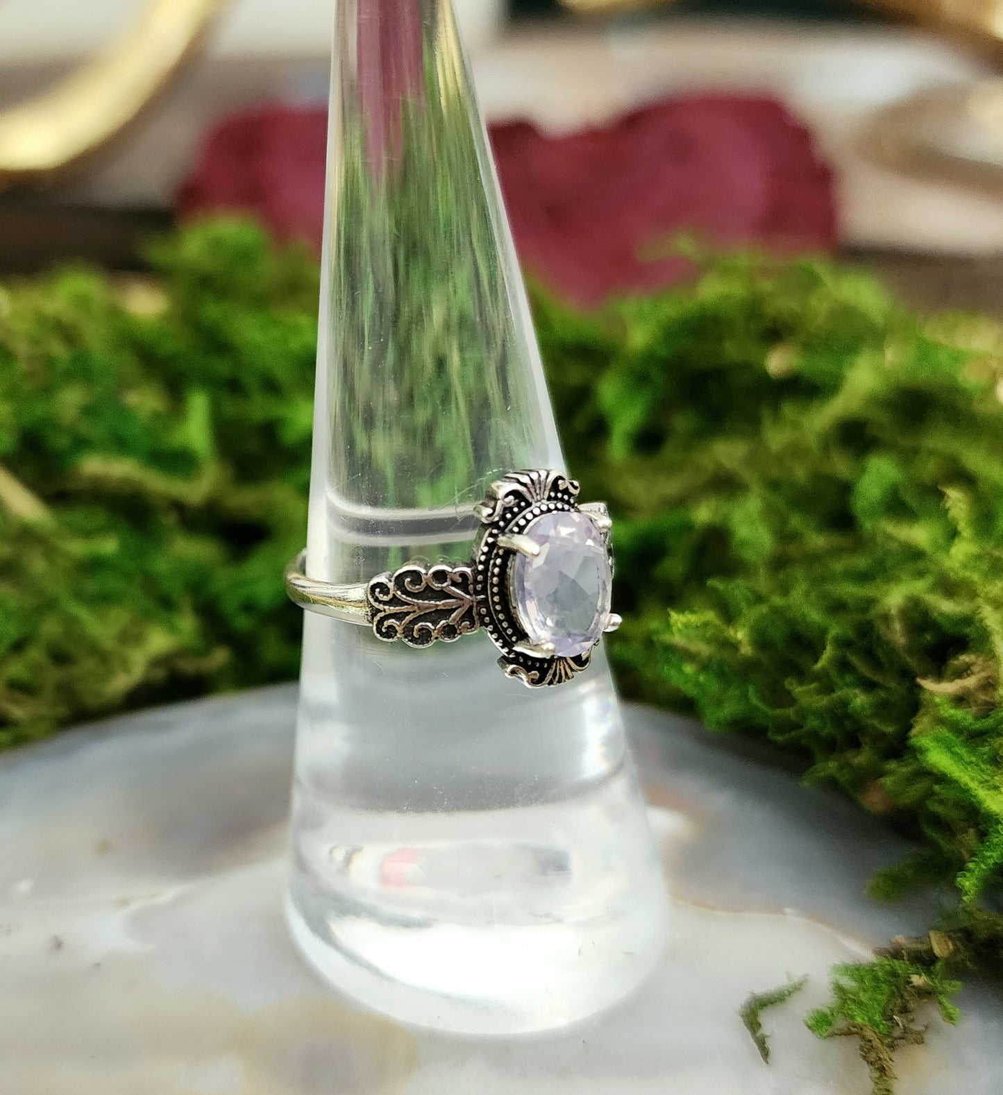 Faceted Lavender Moon Quartz Ring A