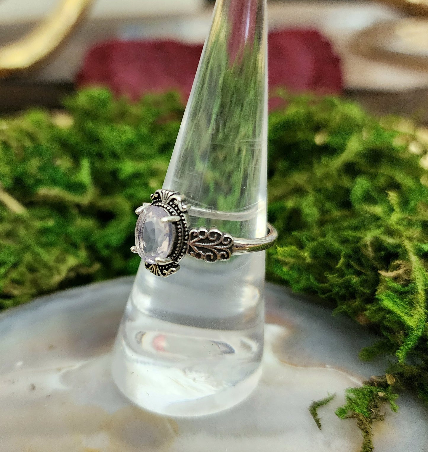 Faceted Lavender Moon Quartz Ring A