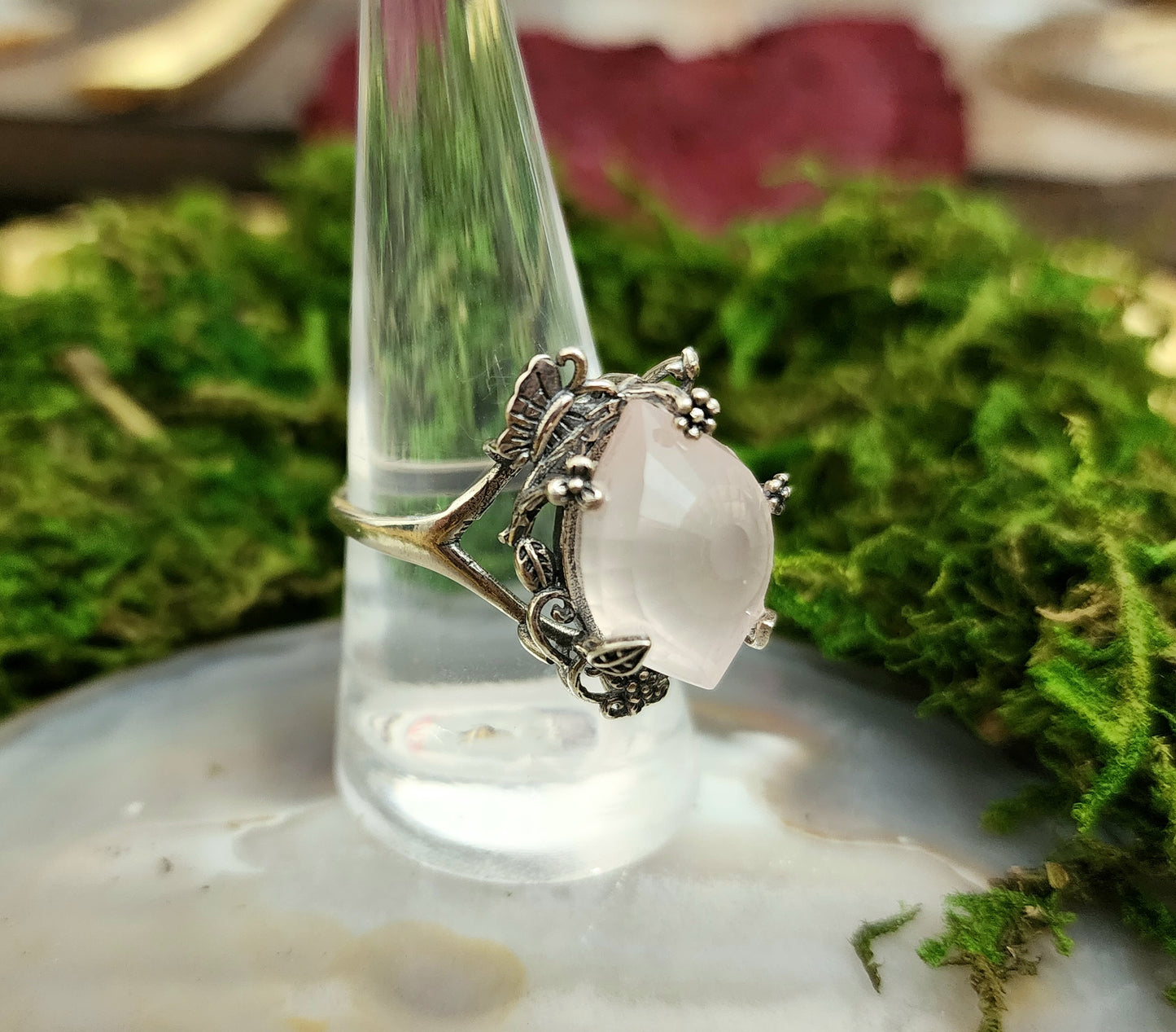 Evil Eye Rose Quartz Ring