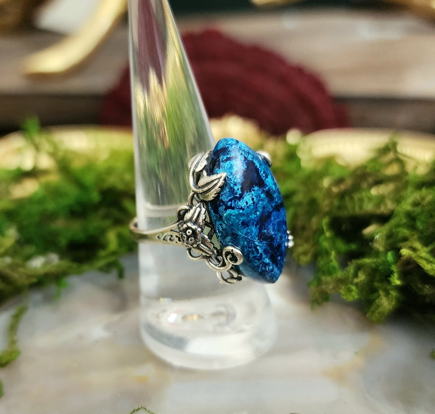 Azurite and Malachite Combination Ring