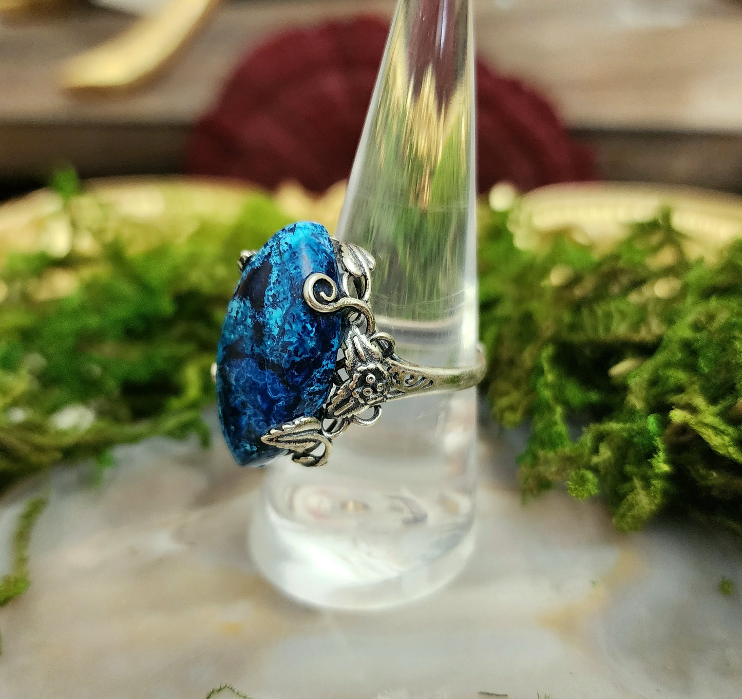 Azurite and Malachite Combination Ring