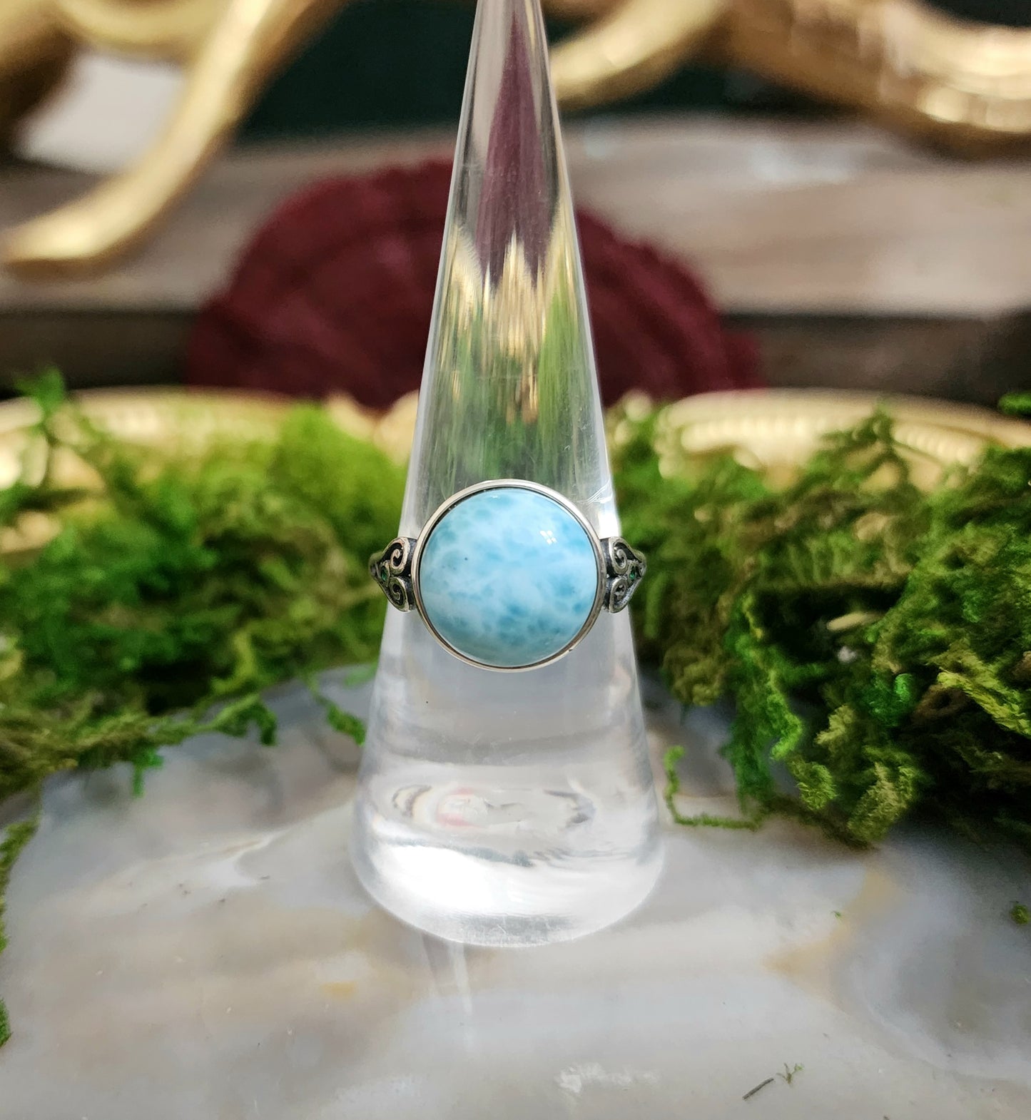 Blue Green Larimar Ring B