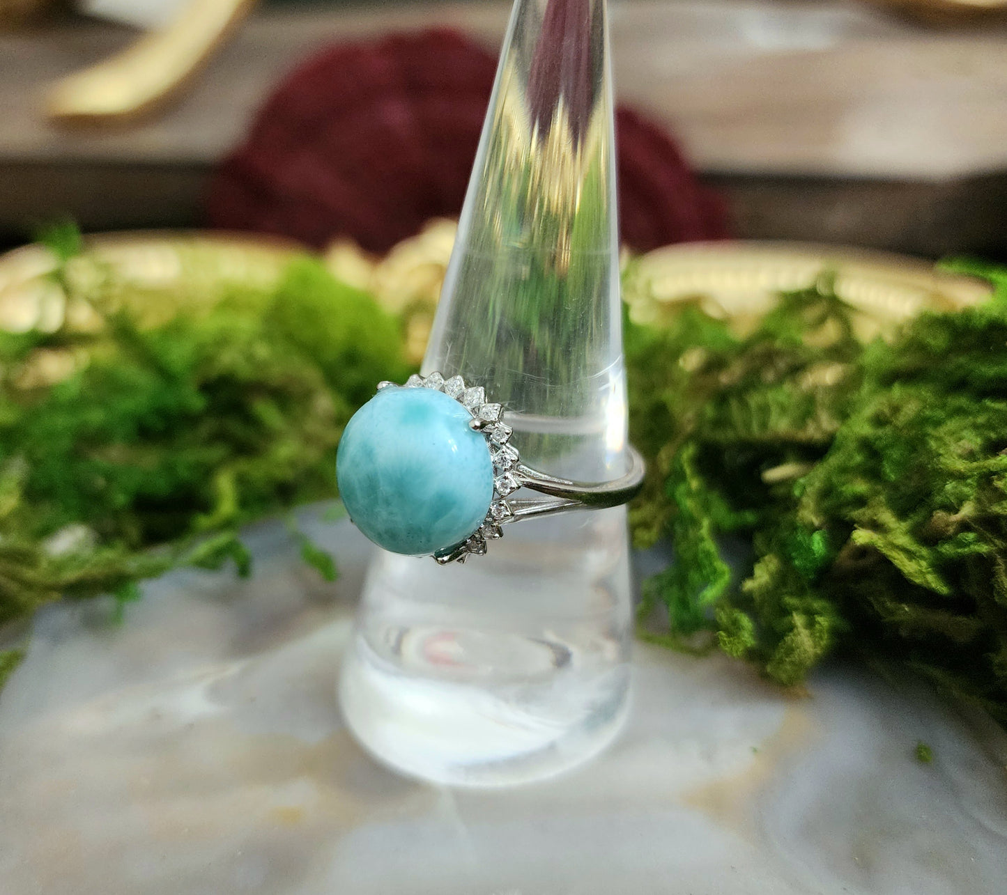 Blue Green Larimar Ring C