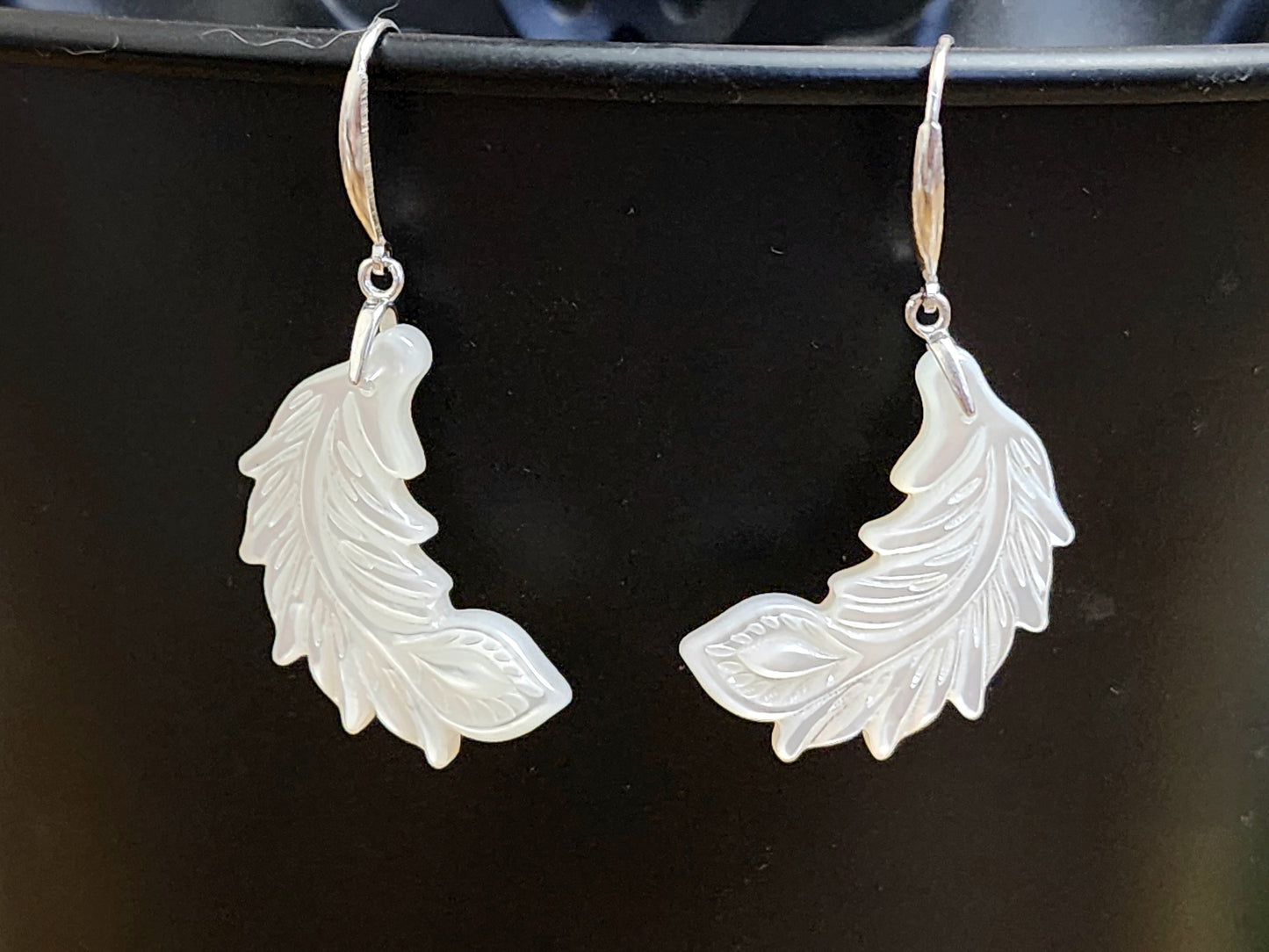 White Feather Shell Earrings