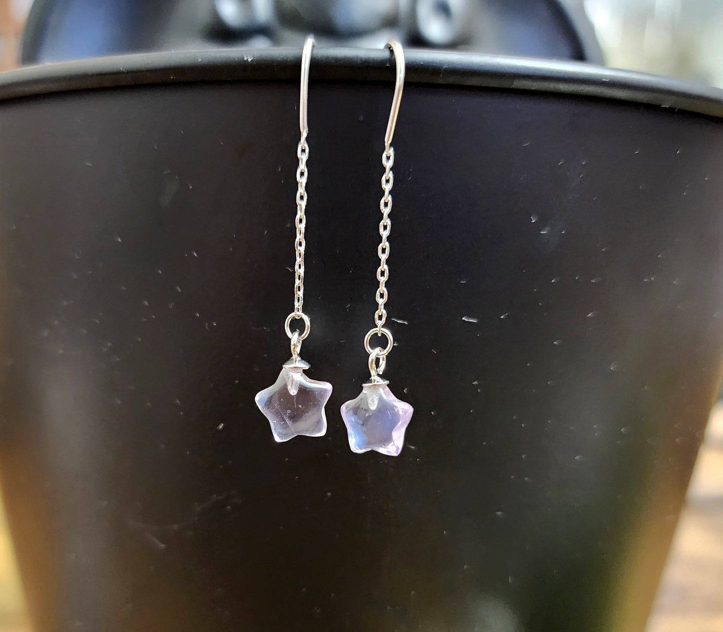 Lavender Moon Quartz Star Earrings