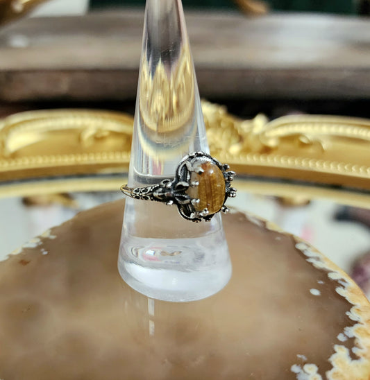 Gold Rutile Medusa Ring