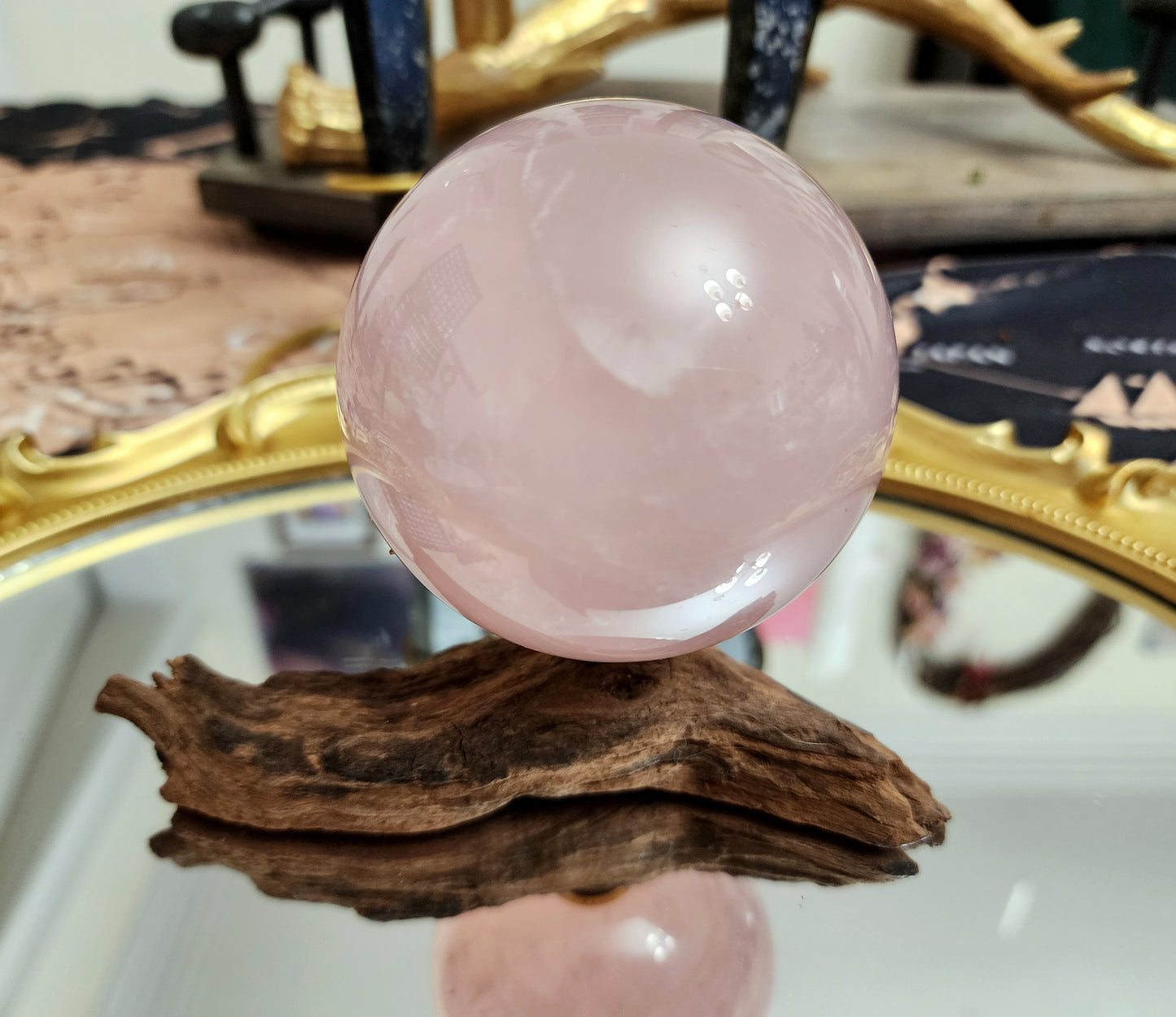 Star Rose Quartz with Dendrite Sphere