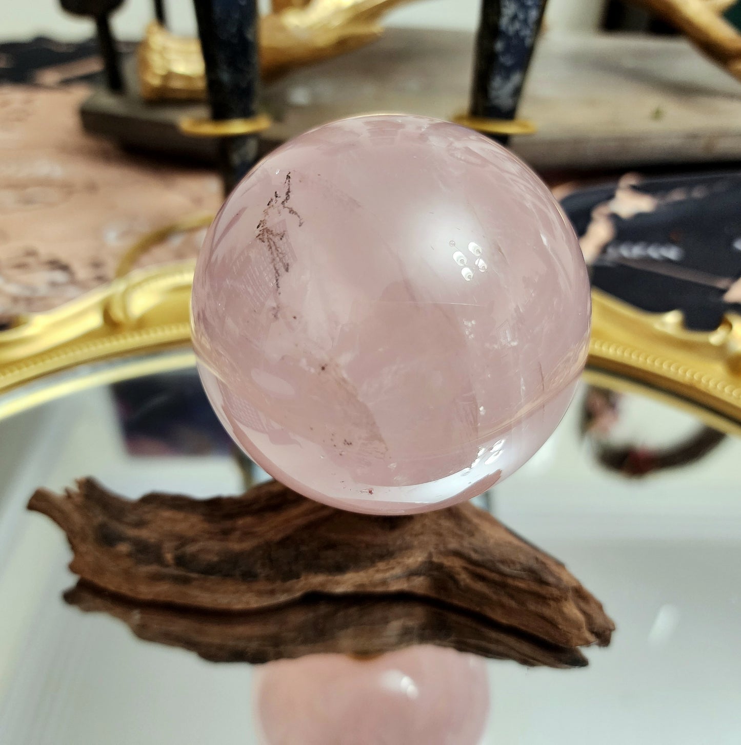 Star Rose Quartz with Dendrite Sphere