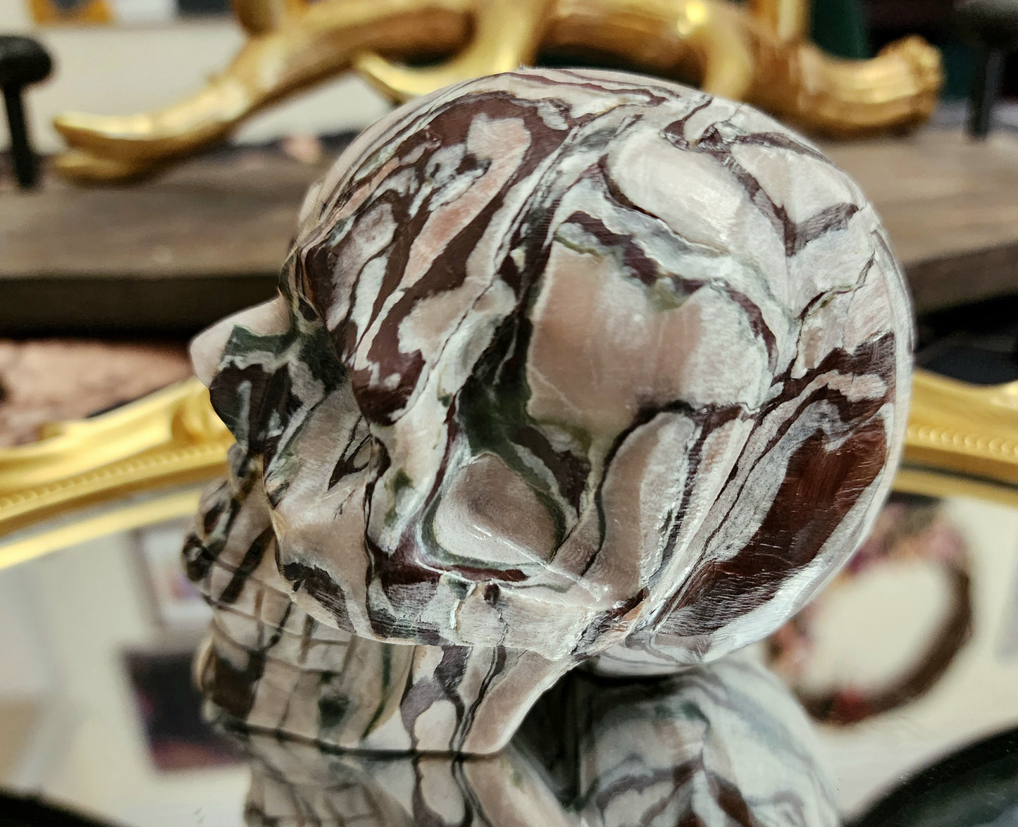 Red Zebra Jasper Skull