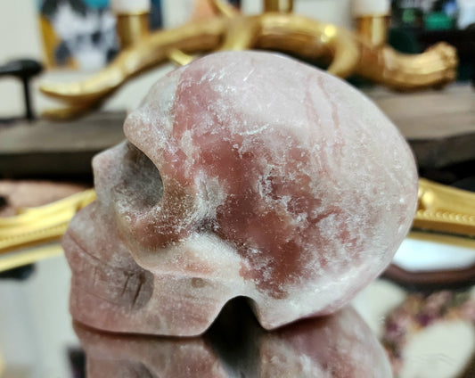 Unpolished Pink Opal Skull A