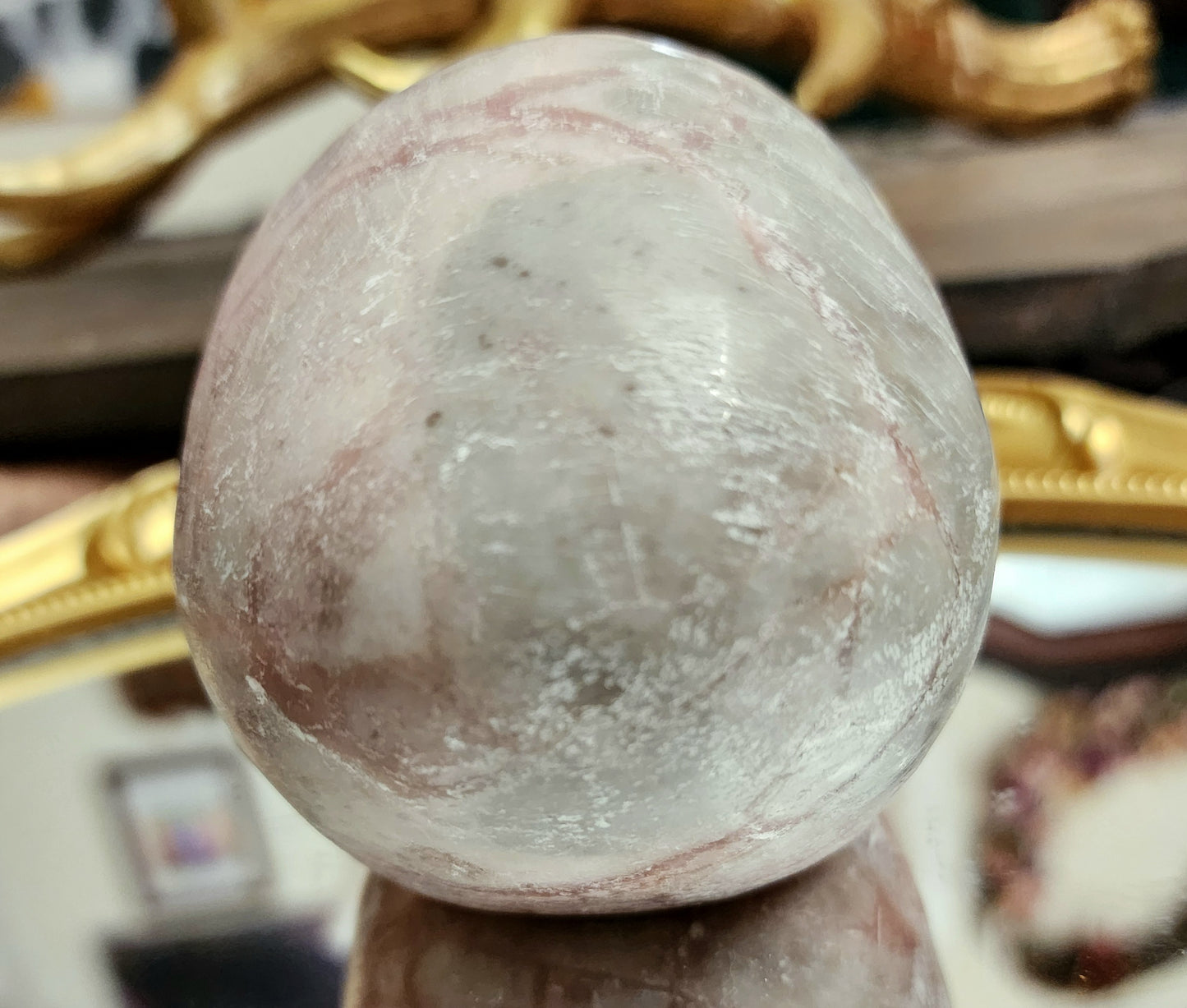 Unpolished Pink Opal Skull A