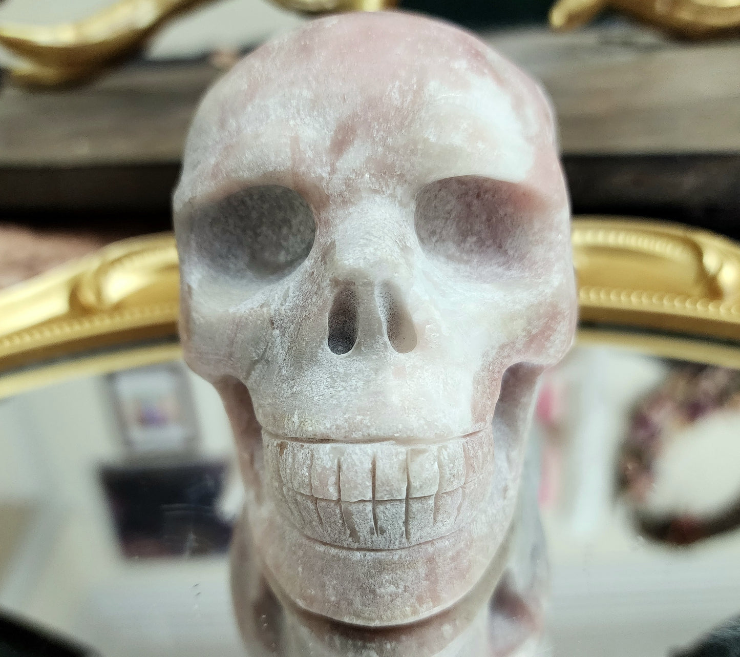 Unpolished Pink Opal Skull B