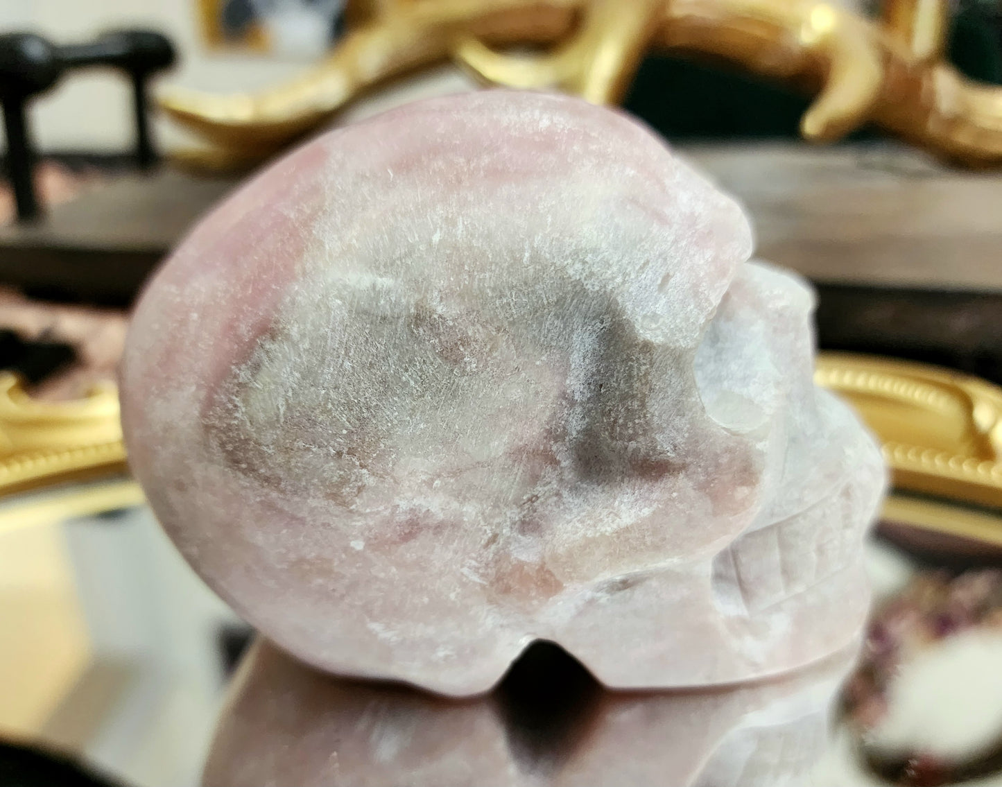 Unpolished Pink Opal Skull B