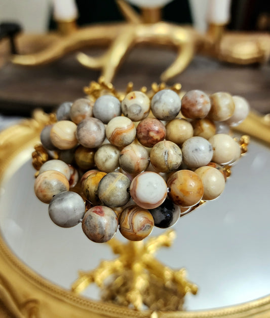 10mm Crazy Lace Agate Stretch Bracelet