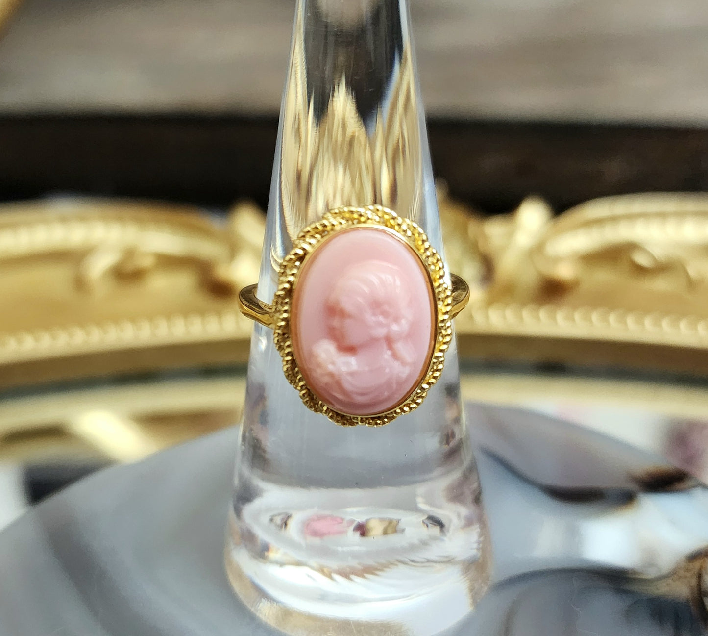 Pink Shell Cameo Ring