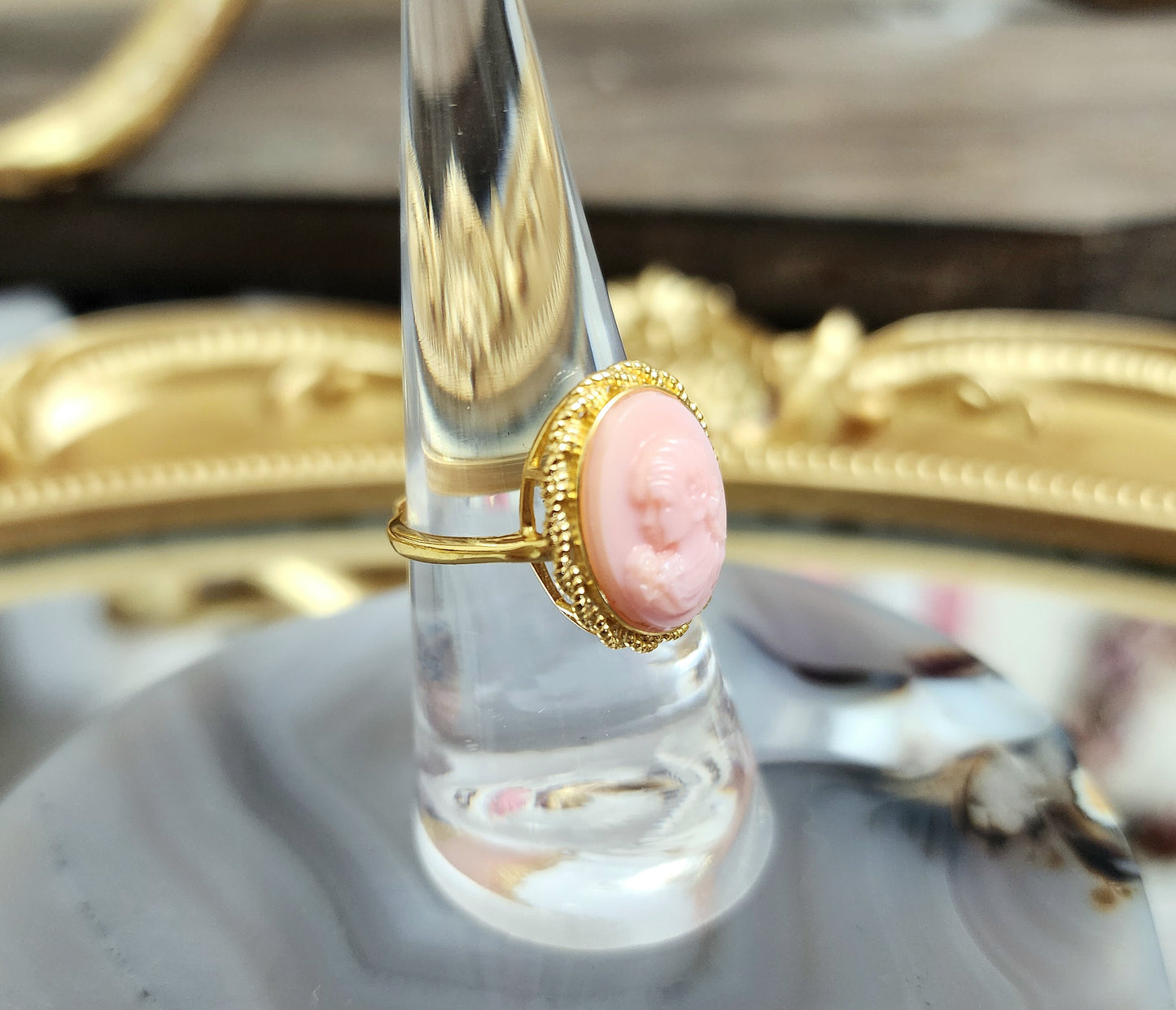 Pink Shell Cameo Ring