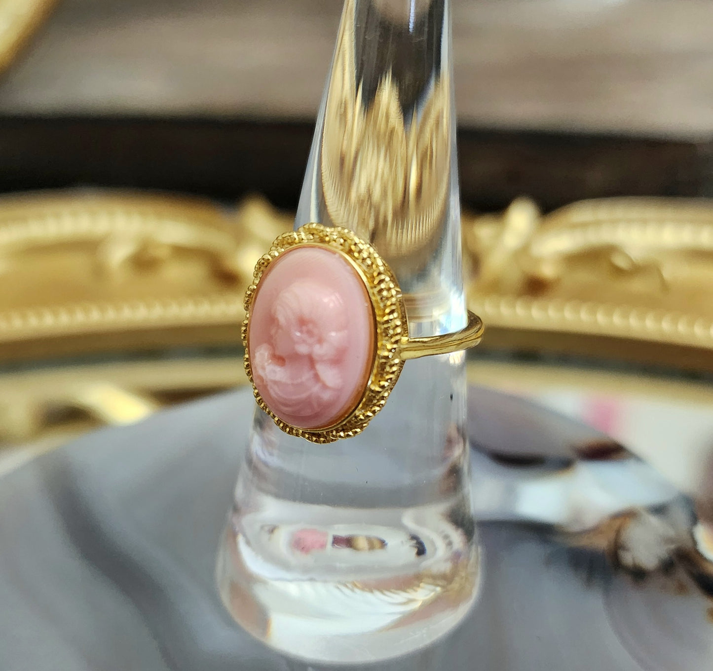 Pink Shell Cameo Ring