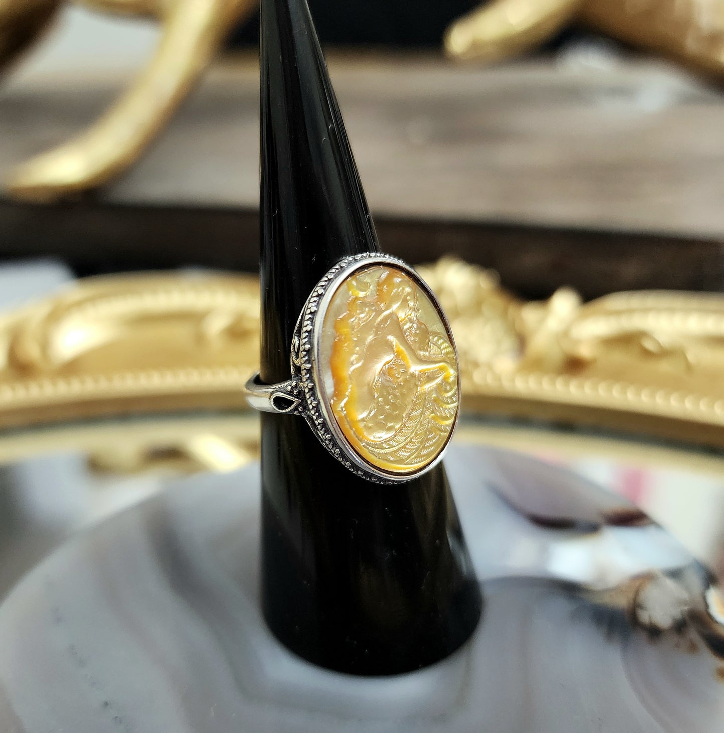 Golden Shell Mermaid Ring