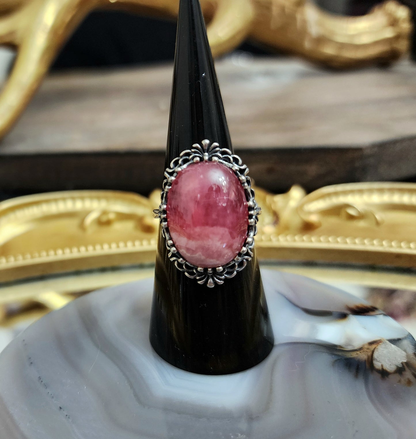 Oval Rhodochrosite Ring