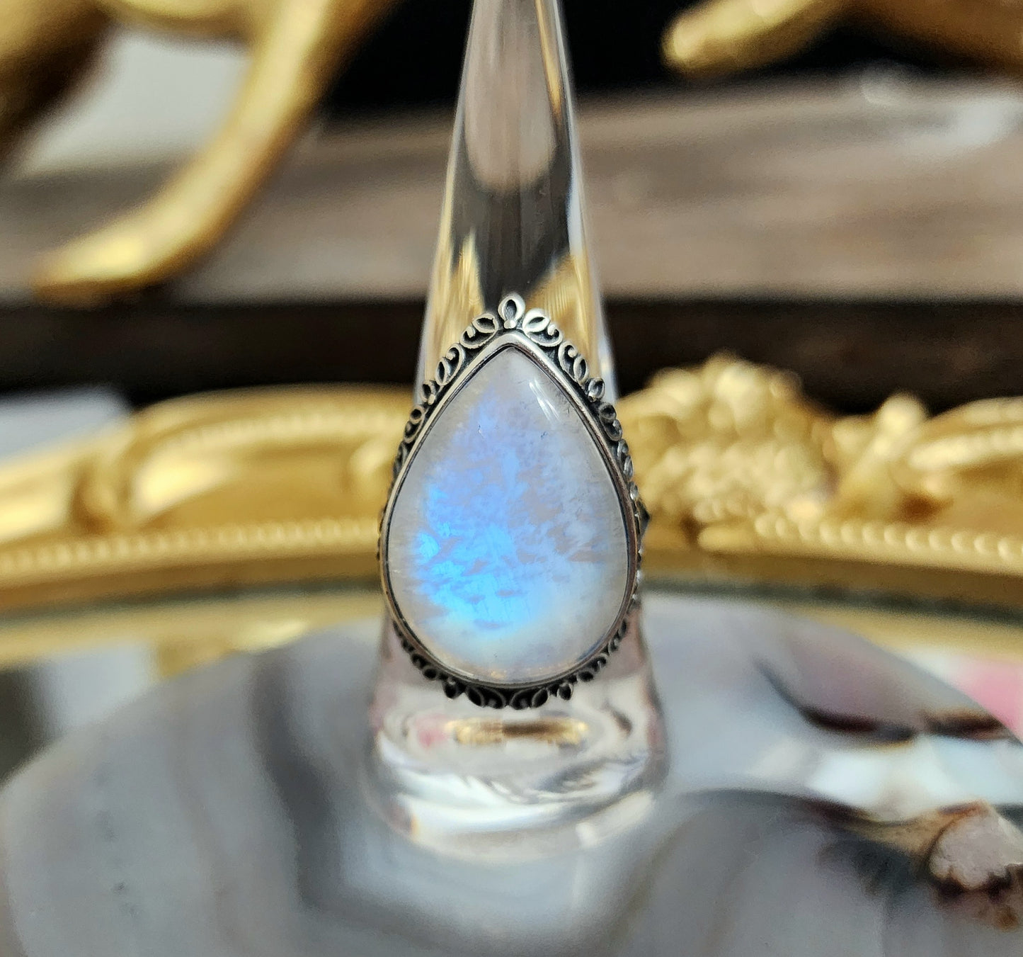 Teardrop Moonstone Ring