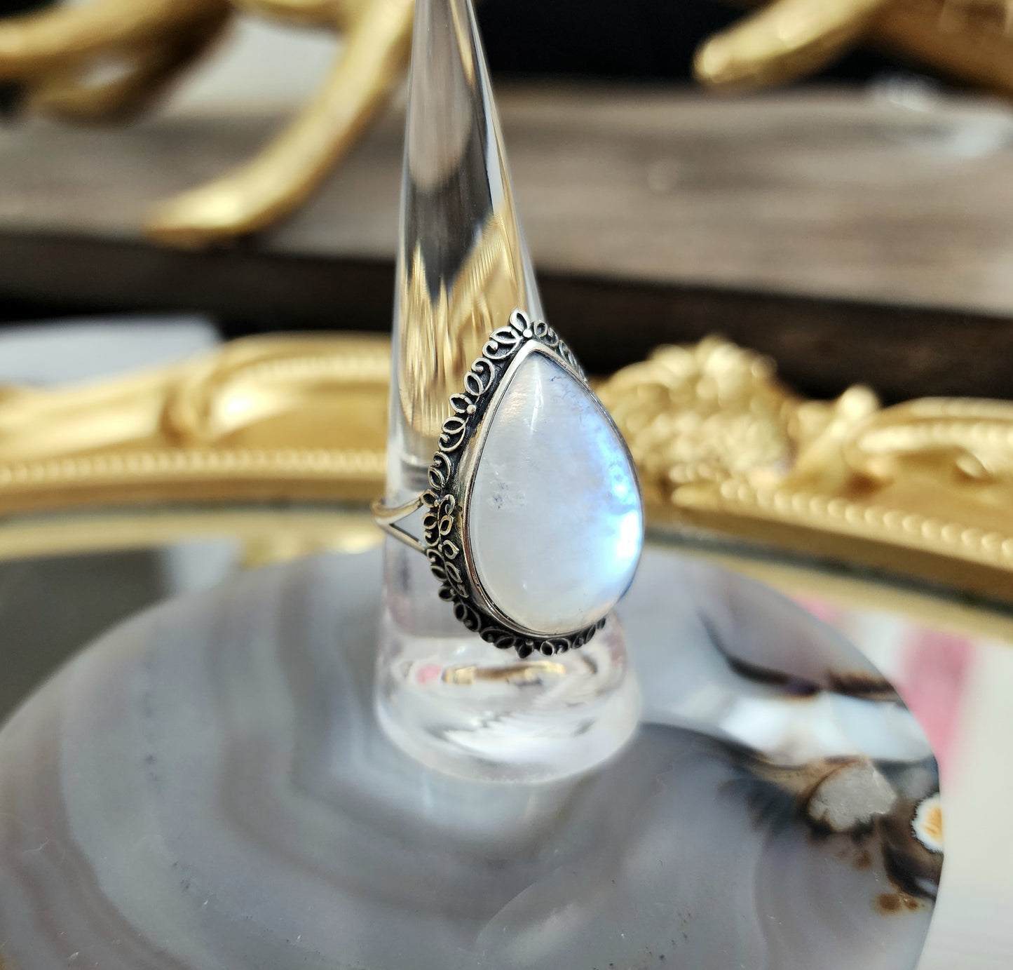 Teardrop Moonstone Ring