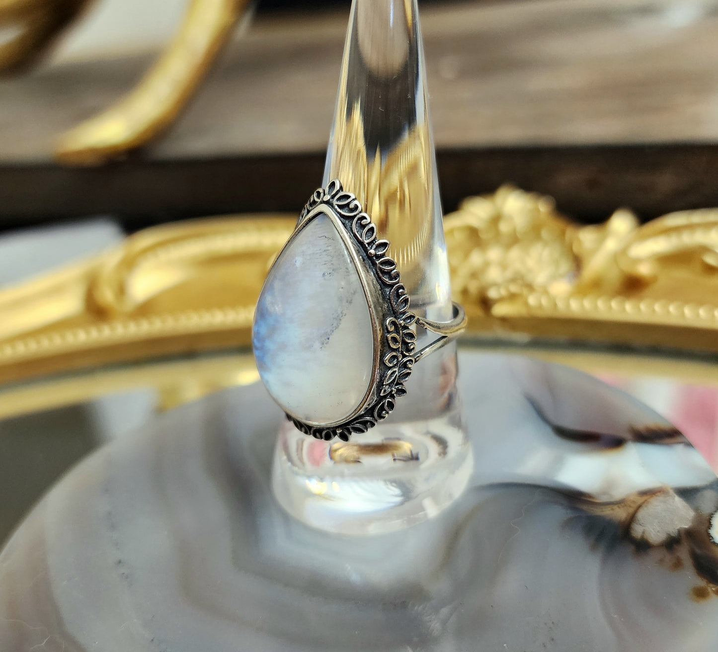 Teardrop Moonstone Ring