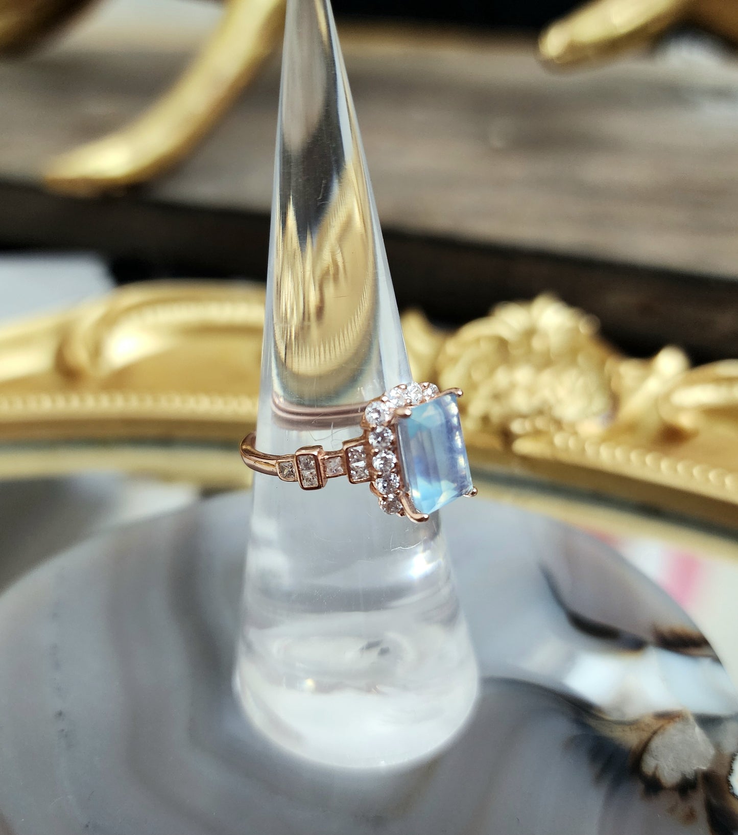 Rose Gold Aquamarine Ring